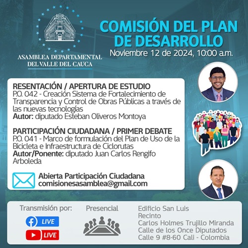 PRESENTAN: SISTEMA DE CONTROL DE OBRAS PBLICAS / PRIMER DEBATE: MARCO PARA FORMULAR PLAN DE USO DE LA BICICLETA